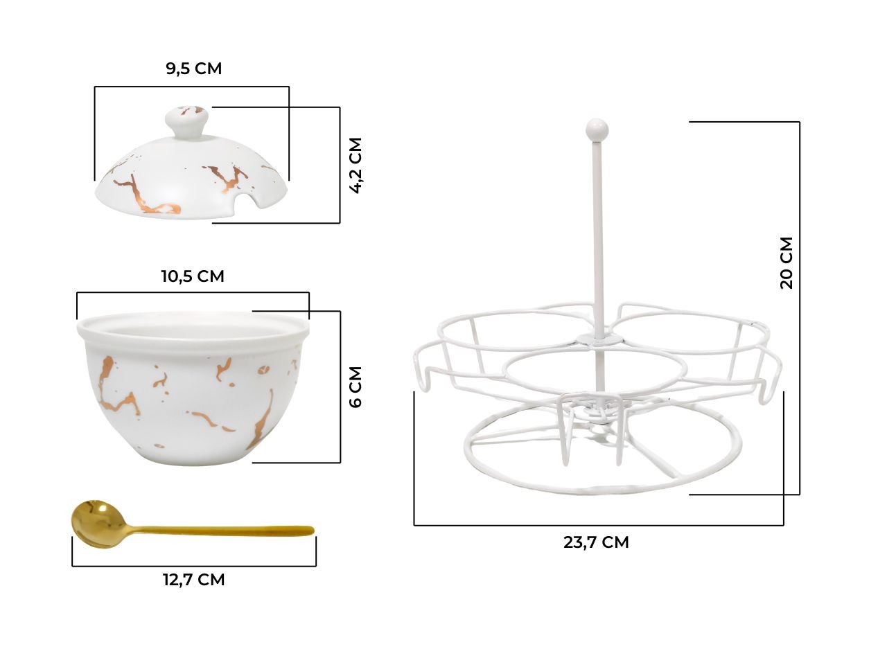 BM715 Putih Tempat Sambal Dengan Motif Marmer